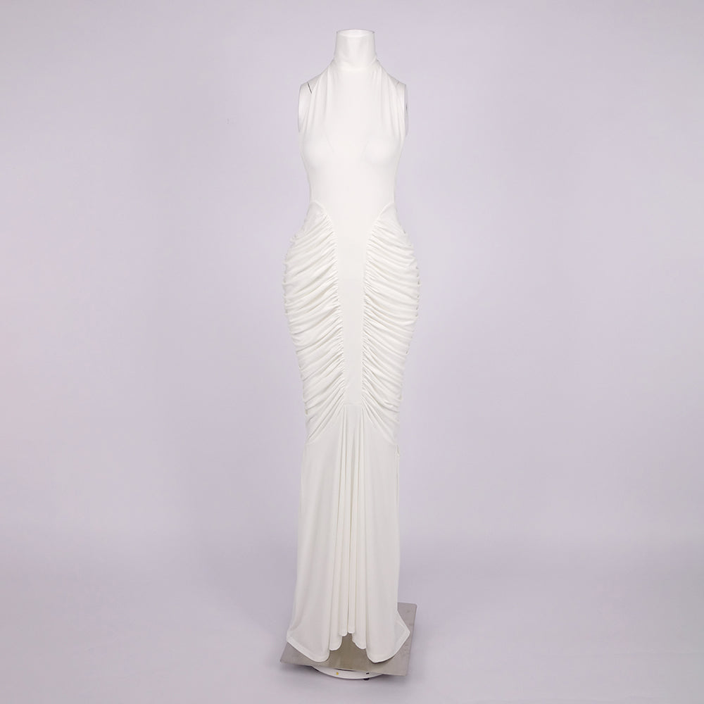 HELENA HALTER NECK SLEEVELESS MAXI DRESS