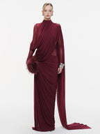 DANIELLE VINTAGE BURGUNDY SLIMMING MAXI DRESS