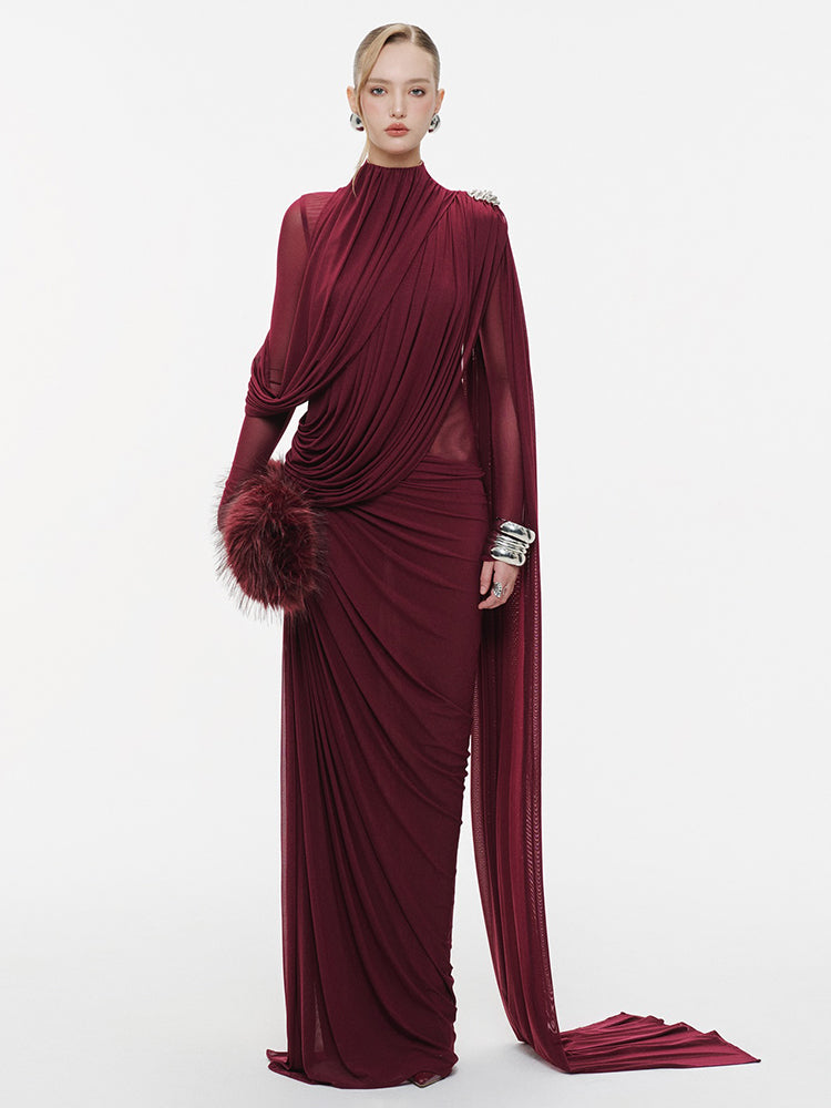 DANIELLE VINTAGE BURGUNDY SLIMMING MAXI DRESS