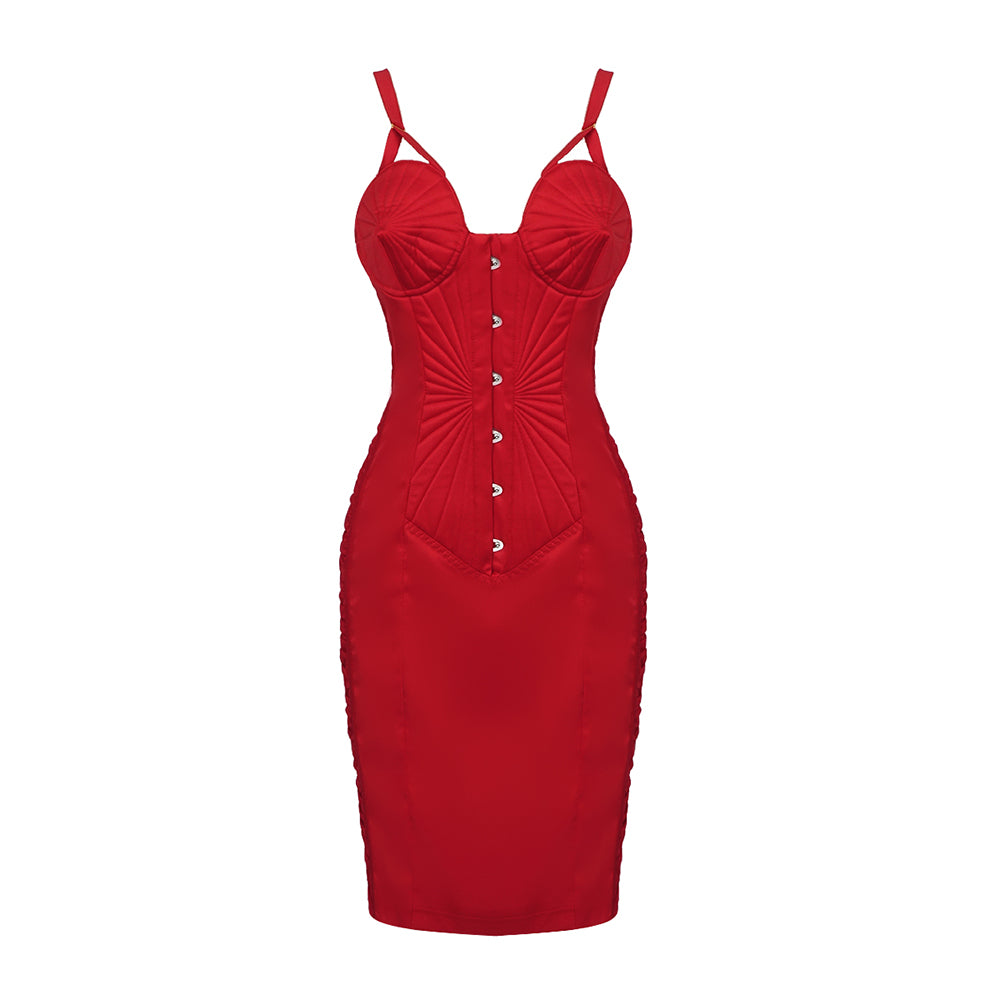 LAOLAISE RED KNEE LENGTH DRESS