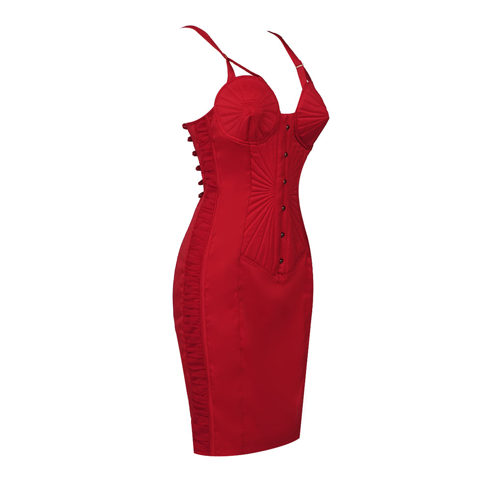 LAOLAISE RED KNEE LENGTH DRESS