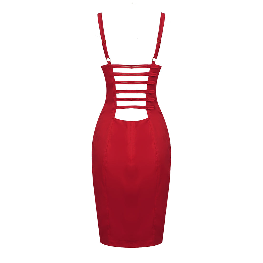 LAOLAISE RED KNEE LENGTH DRESS