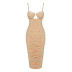 QUAAN BEIGE KNEE LENGTH DRESS