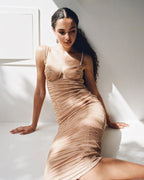 QUAAN BEIGE KNEE LENGTH DRESS