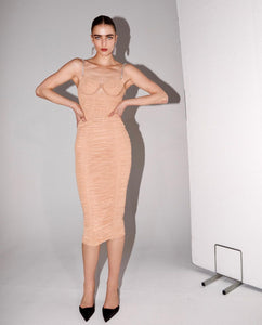 QUAAN BEIGE KNEE LENGTH DRESS