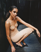 QUAAN BEIGE KNEE LENGTH DRESS