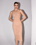 QUAAN BEIGE KNEE LENGTH DRESS